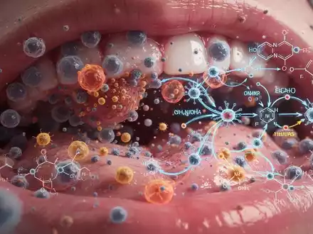 Mikroskopische Ansicht von entzündetem Mundgewebe mit frühen Anzeichen zellulärer Umprogrammierung und Immunzellinfiltration. - Foto: über boerse-global.de