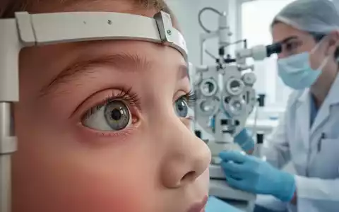 Nahaufnahme des Auges eines Kindes, das von einem Augenarzt untersucht wird, um juvenile idiopathische Arthritis zu erkennen. - Foto: über boerse-global.de