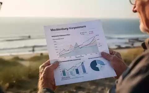Ältere Hände halten ein Finanzdokument mit Diagrammen vor einem unscharfen Hintergrund einer Küstenlandschaft, die Rentenpläne symbolisiert. - Foto: über boerse-global.de