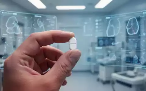 Eine Hand hält eine einzelne weiße Tablette in einer klinischen Umgebung, um neue orale Therapien bei Adipositas darzustellen. - Foto: über boerse-global.de