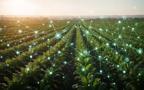 Ein komplexes digitales Netzwerk von Linien und Knoten über einem grünen Feld, das Lieferkettenrückverfolgbarkeit und Nachhaltigkeit symbolisiert. - Foto: über boerse-global.de