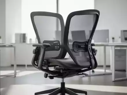 Ein moderner, ergonomischer Bürostuhl mit Netzrücken und verstellbaren Elementen in einem aufgeräumten Büroumfeld. - Foto: über boerse-global.de