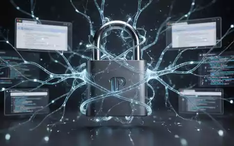 Digitales Vorhängeschloss mit leuchtenden neuronalen Netzlinien, das sicheren KI-Zugriff auf Passwörter symbolisiert. - Foto: über boerse-global.de