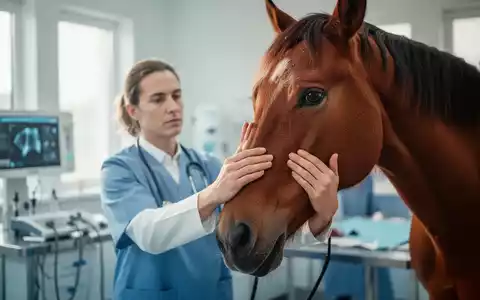 Ein Tierarzt untersucht achtsam das Auge eines Pferdes, mit dem Fokus auf das Tier, was Fürsorge und Fachwissen vermittelt. - Foto: über boerse-global.de