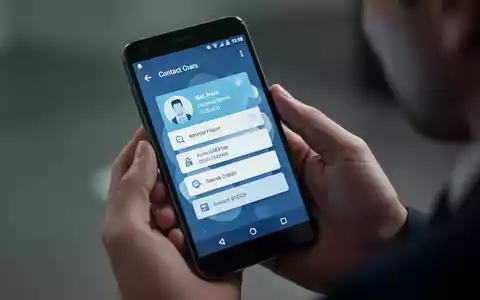 Nahaufnahme eines Android-Smartphone-Bildschirms mit einer neuen 'Ihre Info'-Kontaktkarte, Profilbild und Kontaktdaten. - Foto: über boerse-global.de
