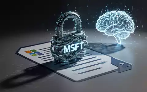 Digitales Vorhängeschloss aus Code mit integriertem 'MSFT', das Schatten auf ein Dokumentsymbol und ein KI-Gehirn wirft – Symbol für Vendor-Lock-in. - Foto: über boerse-global.de
