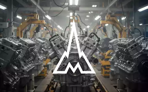 Abstrakte, atmosphärische Szene einer Motorenmontagelinie in der Industrie mit weichem Fokus. - Foto: über boerse-global.de