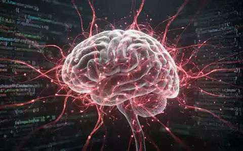 Leuchtendes, abstraktes neuronales Netz-Gehirn mit chaotischen roten Linien, das fehlerhaftes KI-Verhalten und Datenverlust symbolisiert. - Foto: ĂŒber boerse-global.de
