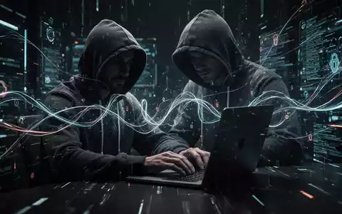 Eine Person im Kapuzenpullover tippt auf einem Laptop in einem dunklen Raum, umgeben von digitalen Linien und Datenströmen. - Foto: über boerse-global.de