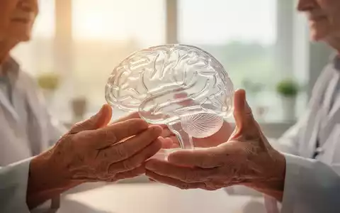 Ältere Hände halten ein transparentes Gehirnmodell. Symbolisiert Demenzprävention und kognitive Gesundheit. - Foto: über boerse-global.de