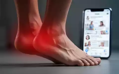 Ein bloßer Fuß mit einem leichten roten Schimmer an der Ferse, der Schmerz symbolisiert, und ein unscharfer Smartphone-Bildschirm im Hintergrund. - Foto: über boerse-global.de