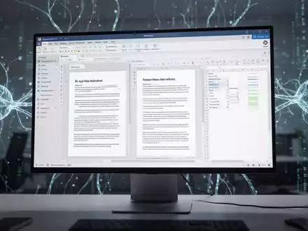 Ein Computerbildschirm zeigt eine moderne Open-Source-Bürooberfläche mit geöffneten Dokumenten und Tabellen, die auf KI-Integration hindeutet. - Foto: über boerse-global.de