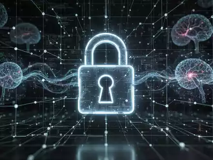 Leuchtendes digitales Vorhängeschloss-Symbol auf komplexem Netzwerkgitter, symbolisiert digitale Sicherheit im Finanzwesen. - Foto: über boerse-global.de