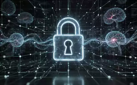 Leuchtendes digitales Vorhängeschloss-Symbol auf komplexem Netzwerkgitter, symbolisiert digitale Sicherheit im Finanzwesen. - Foto: über boerse-global.de