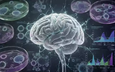 Ein stilisiertes Gehirn mit leuchtenden neuronalen Pfaden, umgeben von verschwommenen wissenschaftlichen Forschungselementen. - Foto: über boerse-global.de