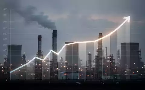 Grafik zeigt eine sich verlangsamende Reduktion von CO2-Emissionen vor dem Hintergrund einer Industrieanlage. - Foto: über boerse-global.de