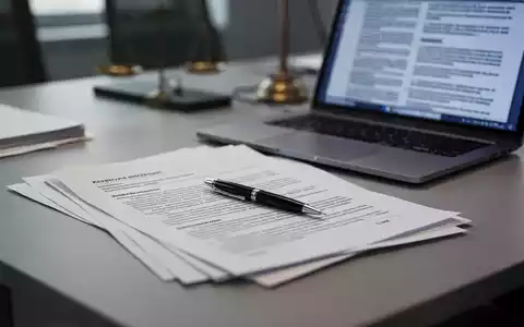 Ein Schreibtisch mit juristischen Dokumenten, einem Stift und einem Laptop. Der Fokus liegt auf den Dokumenten, die Gesetzestexte zeigen. - Foto: über boerse-global.de