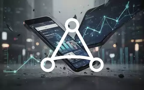 Abstrakte Darstellung des Mobiltechnologie- und digitalen Werbemarktes unter Druck, mit gedämpften Farben und dynamischer Beleuchtung. - Foto: über boerse-global.de