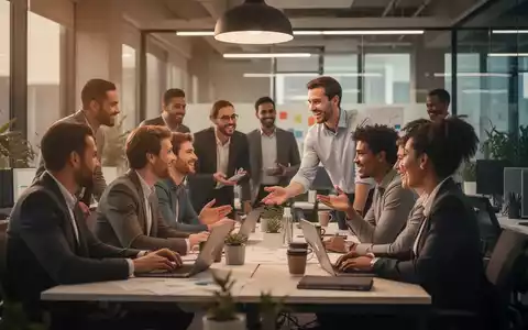 Eine Gruppe von Mitarbeitern arbeitet zusammen in einem modernen Büro, das eine positive und kooperative Arbeitsatmosphäre ausstrahlt. - Foto: über boerse-global.de