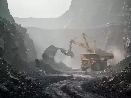 Eine abstrakte Szene, die den Bergbausektor darstellt, mit Texturen, die an geologische Prozesse und Ressourcengewinnung erinnern. - Foto: über boerse-global.de