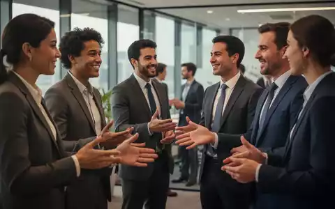 Eine Gruppe von Fachleuten, die sich in einem modernen Büro austauschen und vernetzen, was den verdeckten Stellenmarkt symbolisiert. - Foto: über boerse-global.de