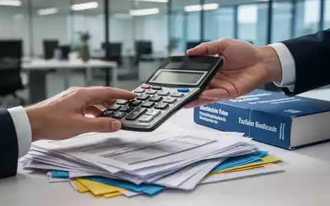 Eine Hand hĂ€lt einen Taschenrechner ĂŒber einem Stapel Finanzdokumente und einem deutschen Steuergesetzbuch. - Foto: ĂŒber boerse-global.de