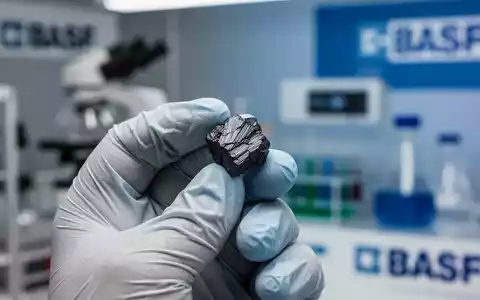 Nahaufnahme einer behandschuhten Hand, die eine Graphitprobe in einem Labor hält, mit verschwommenem Hintergrund von Laborgeräten. - Foto: über boerse-global.de