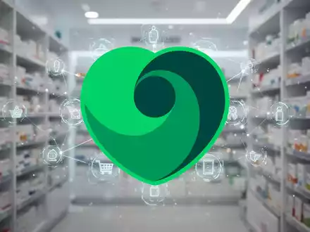 Abstrakte Szene, die Wachstum im Online-Pharmasektor darstellt, mit leuchtenden digitalen Netzwerken und verschwommenen Apothekenregalen. - Foto: ĂŒber boerse-global.de