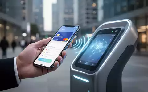 Eine Hand hält ein Smartphone mit einer digitalen Geldbörsen-App und tätigt eine kontaktlose Zahlung an einem modernen Zahlungsterminal. - Foto: über boerse-global.de