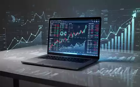 Schlankes Laptop mit Finanzdaten, umgeben von abstrakten Grafiken zu Lieferkette und steigenden Speicherchipkosten. - Foto: über boerse-global.de