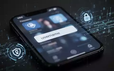 Smartphone-Bildschirm mit Benutzernamen-Feld, abstrakten digitalen Privatsphäre-Symbolen und Datenströmen im Hintergrund. - Foto: über boerse-global.de