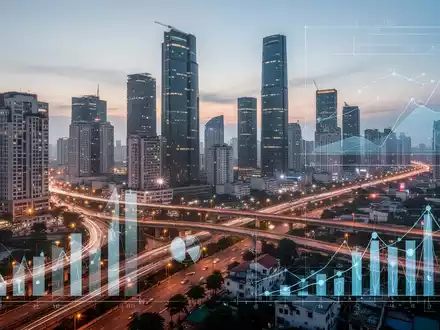 Eine dynamische, moderne Stadtsilhouette von Hanoi oder Ho-Chi-Minh-Stadt bei Sonnenuntergang, die Wirtschaftswachstum und Reformen symbolisiert. - Foto: über boerse-global.de