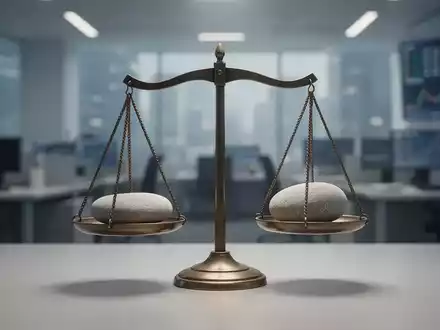 Eine Waage mit zwei identischen Steinen, die Stabilität und Ausgeglichenheit in einem ruhigen Finanzmarkt symbolisiert. - Foto: über boerse-global.de