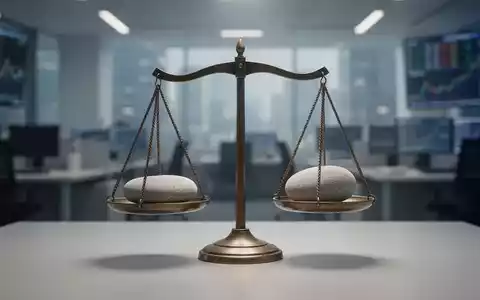 Eine Waage mit zwei identischen Steinen, die Stabilität und Ausgeglichenheit in einem ruhigen Finanzmarkt symbolisiert. - Foto: über boerse-global.de