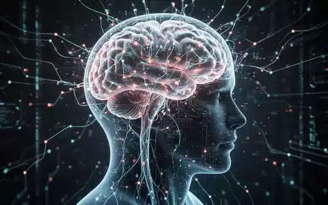 Eine futuristische Darstellung eines menschlichen Kopfes mit einem leuchtenden neuronalen Netzwerk und digitalen Gehirnaktivitäten. - Foto: über boerse-global.de
