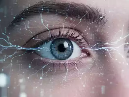 Nahaufnahme eines menschlichen Auges mit subtilen digitalen Ăberlagerungen, die neuronale Verbindungen und Datenfluss darstellen. - Foto: ĂŒber boerse-global.de
