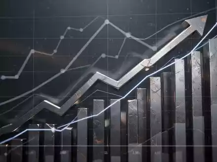 Abstrakte Darstellung von Finanzwachstum und der Metallindustrie mit aufsteigenden Grafiken und metallischen Texturen. - Foto: über boerse-global.de