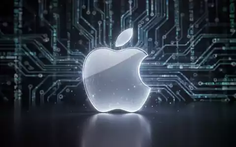 Ein leuchtendes Apple-Logo auf dunklem Untergrund, umgeben von verschwommenen Schaltkreisen, symbolisiert technologischen Wandel. - Foto: über boerse-global.de