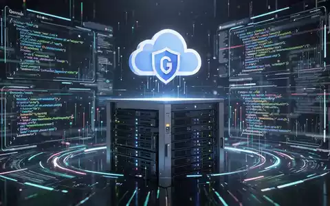 Googles Gemini-KI-Suite-Oberfläche mit Code, Datenströmen und Cloud-Computing-Symbol über Server-Racks. - Foto: über boerse-global.de