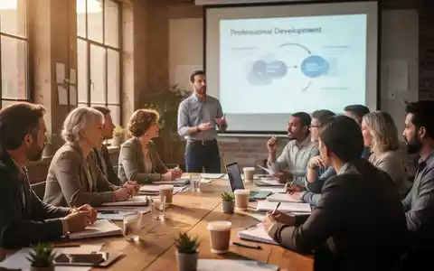 Eine Gruppe Erwachsener nimmt an einem Weiterbildungsworkshop teil, hört einem Dozenten zu und diskutiert. - Foto: über boerse-global.de