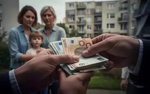 Hände zählen Euro-Banknoten, im unscharfen Hintergrund eine Familie und ein Wohnhaus, symbolisiert Kürzungen bei Sozialleistungen. - Foto: über boerse-global.de
