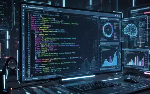 Nahaufnahme einer futuristischen Befehlszeilenschnittstelle mit Code und Sicherheitsanalyse, leuchtende digitale Elemente. - Foto: über boerse-global.de