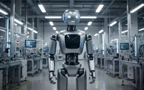 Eleganter, fortschrittlicher humanoider Roboter mit minimalistischen Design in einer modernen, hell erleuchteten Fertigungsanlage. - Foto: über boerse-global.de