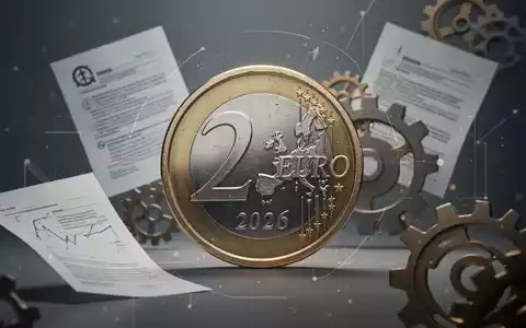 Eine deutsche Euro-Münze mit der Jahreszahl 2026, umgeben von stilisierten Dokumenten und Zahnrädern, die politische Änderungen darstellen. - Foto: über boerse-global.de