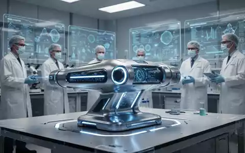 Ein futuristisches medizinisches Gerät mit blauen Lichtern in einem High-Tech-Labor, umgeben von Wissenschaftlern, die Daten beobachten. - Foto: über boerse-global.de