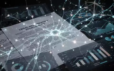 Ein leuchtendes neuronales Netzwerk über juristischen Dokumenten und Finanzdiagrammen, das die Rolle der KI in Rechts- und Geschäftsabläufen darstellt. - Foto: über boerse-global.de