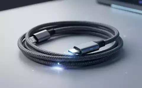 Modernes USB-C-auf-Lightning-Kabel, ordentlich aufgerollt, mit weichem, filmischem Licht, das die Anschlüsse und die geflochtene Textur hervorhebt. - Foto: über boerse-global.de