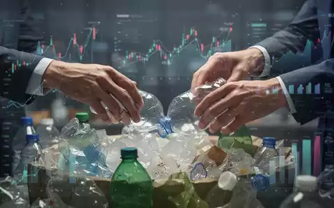 Hände sortieren recycelbare Materialien, im Hintergrund verschwommen Finanzgrafiken, die Nachhaltigkeit und Wirtschaftlichkeit verbinden. - Foto: über boerse-global.de