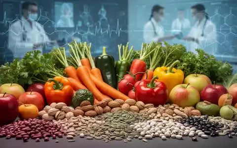 Eine Nahaufnahme einer vielfältigen Auswahl an frischen pflanzlichen Lebensmitteln wie Gemüse, Obst und Nüssen. - Foto: über boerse-global.de
