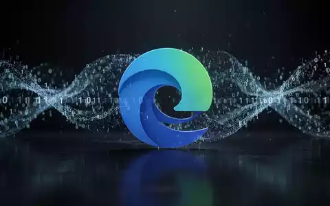 Microsoft Edge-Browser-Logo mit Binärcode, symbolisiert Fehlerbehebungen und Sicherheitsupdates für Desktop-Nutzer. - Foto: über boerse-global.de
